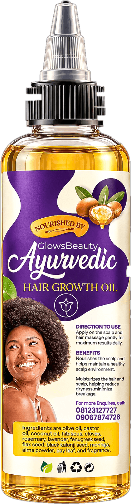 A bottle of Glowsbeauty Ayurvedic Hair Growth Oil
